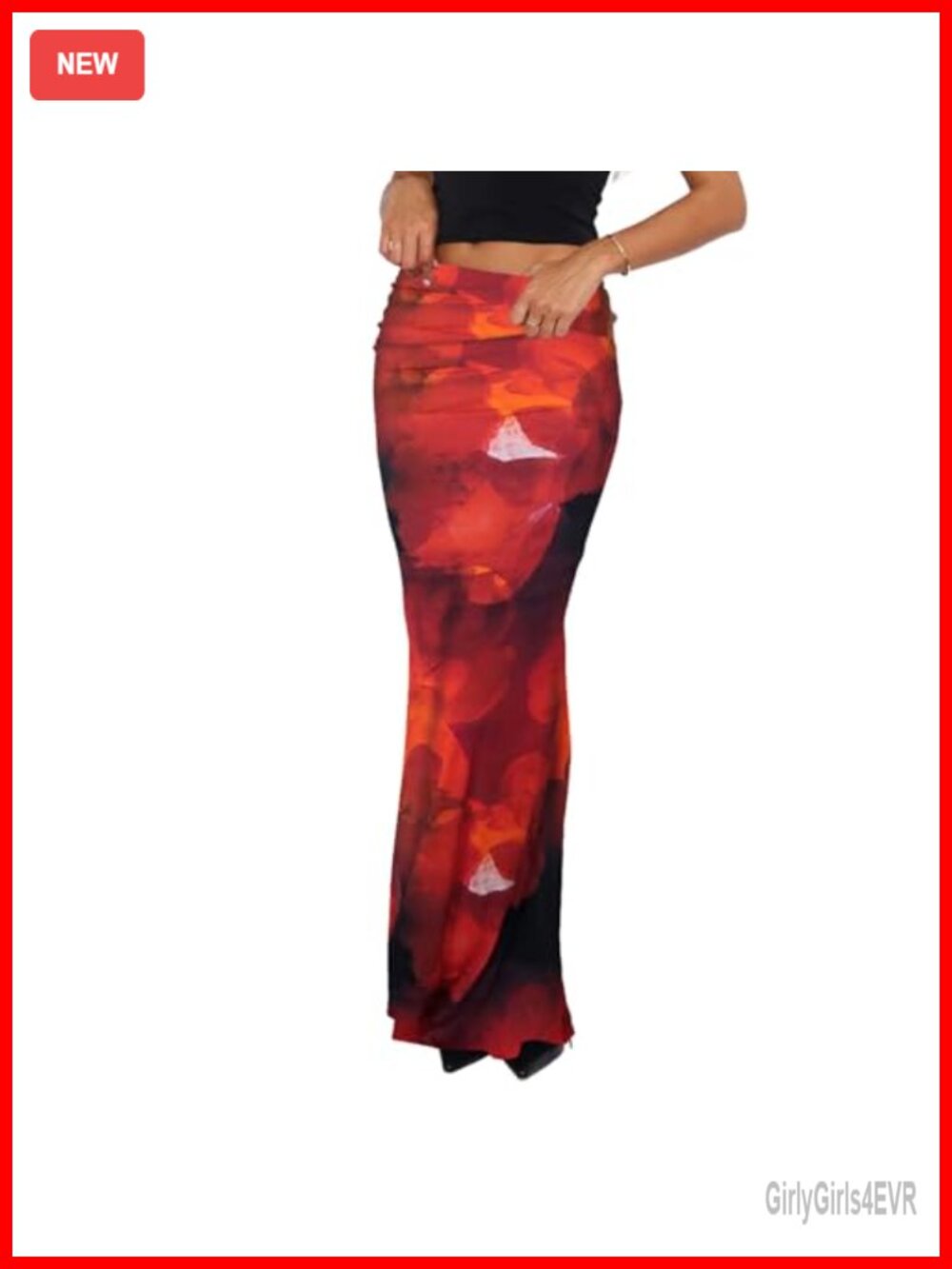 Women's High Waist Foldover Bodycon Maxi Skirt Polyester Spandex
